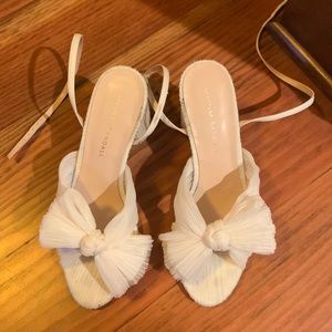 White loeffler Randall heels with strap size 8.5
